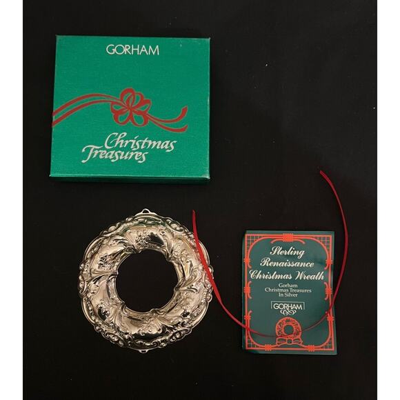 1989 Gorham Archive Collection Sterling Silver Christmas Wreath Ornament w/ Box - Picture 1 of 2